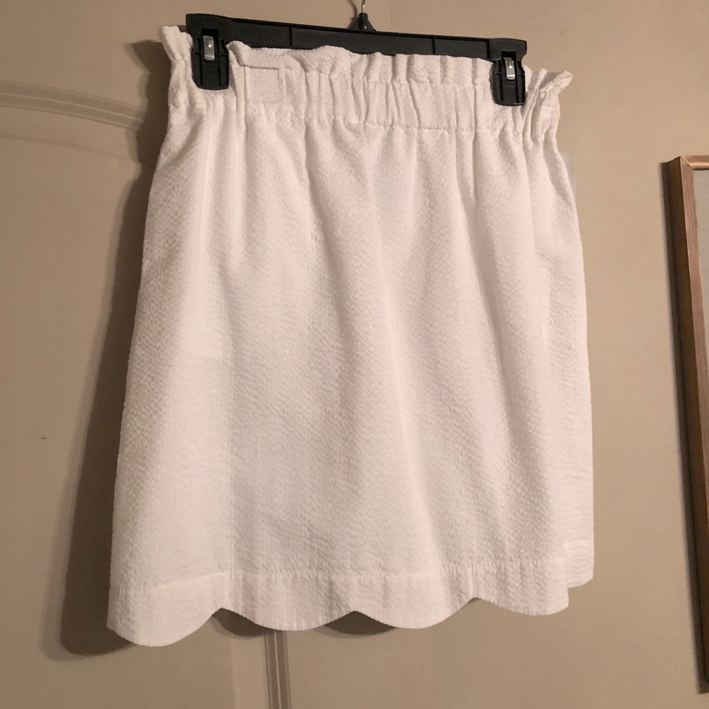 Lauren James white seersucker scalloped skirt SM